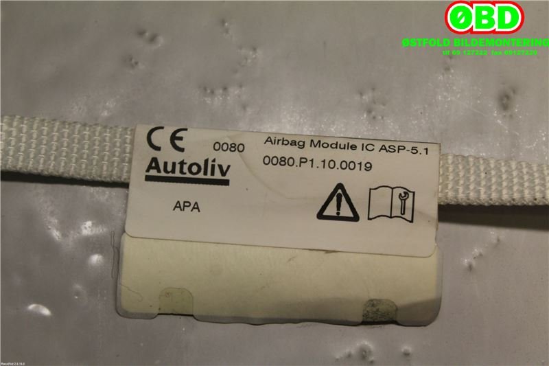 Airbag gardin høyre til Peugeot 208 2012-2019 (Type I)  (PEUGEOT|9804092280|)