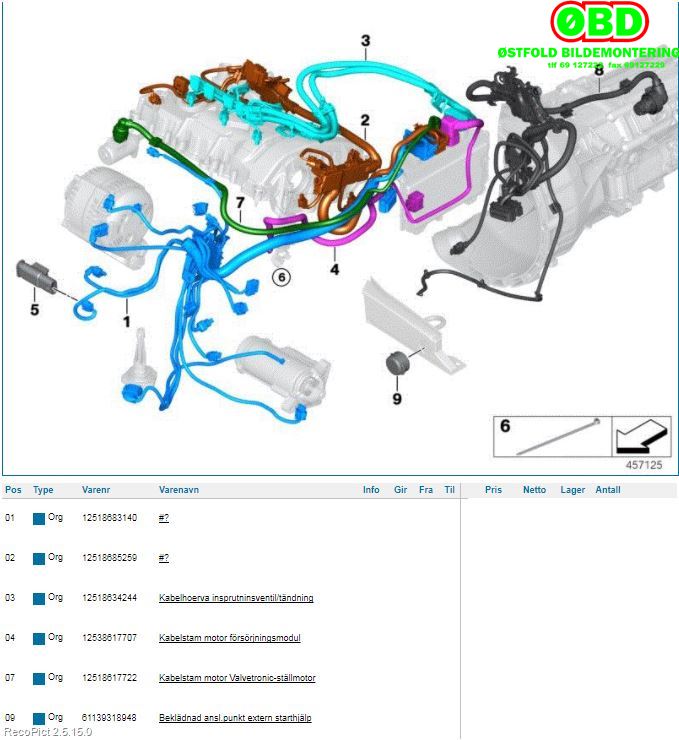 Ledningsnett til BMW 2-Serie 2014-2021 (F22/F23) (F22/F23) (BMW 2 serie|12 51 8 683 140|)