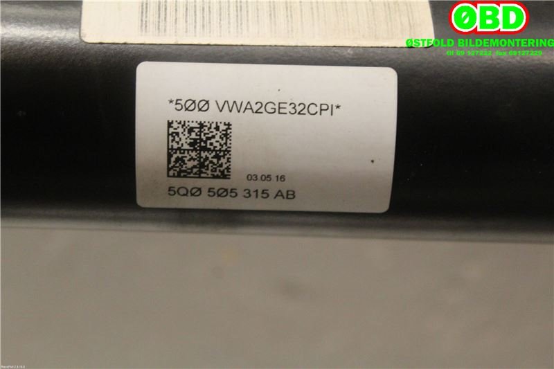 Travers bak til Audi A3 2016-2020 (Type III, Fase 2)  (AUDI|5Q0 505 315 AB||5Q0505315AB)