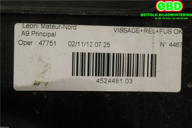 Sikringsboks til Peugeot 208 2012-2019 (Type I) (PEUGEOT|9671941780|)