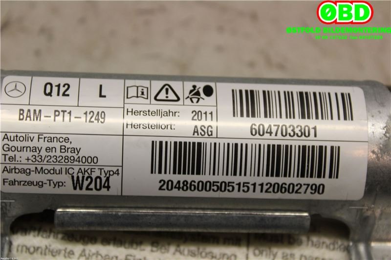 Airbag gardin venstre til Mercedes C-Klasse 2011-2014 (Fase 2) (W204) (W204) (MERCEDES|A 204 860 05 05||2048600505)