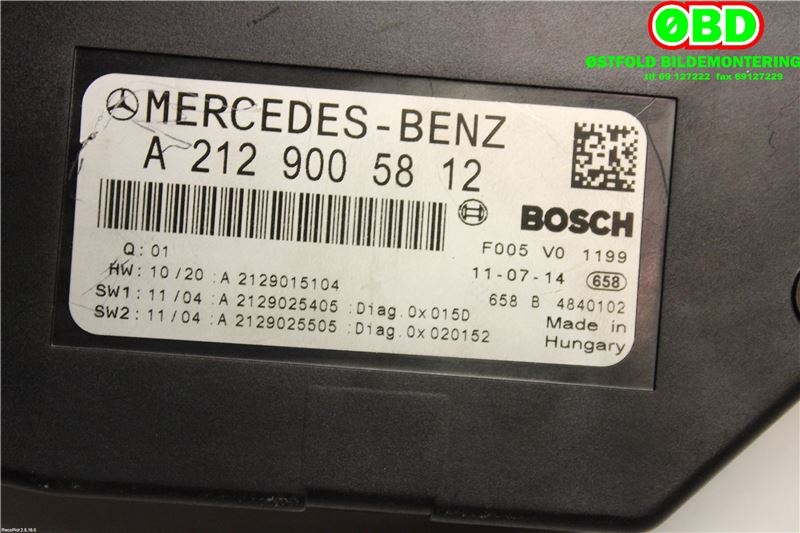 Sikringsboks til Mercedes C-Klasse 2011-2014 (Fase 2) (W204) (W204) (MERCEDES|A 212 900 62 12|A 231 900 77 07|2129005812)