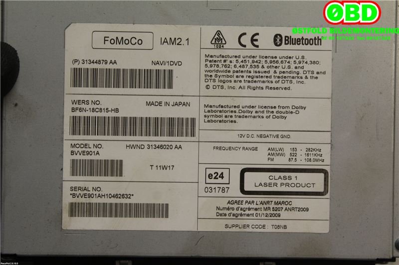 Bilstereo til Volvo V60 2010-2013 (Type I, Fase 1)  (VOLVO||31344879AA)