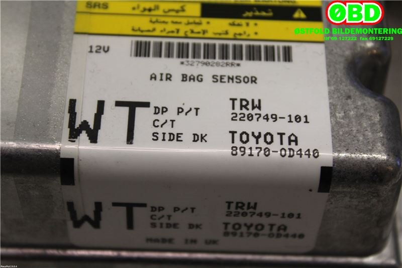 Airbag elektronikk til Toyota Yaris 2009-2011 (Type II, Fase 2)  (TOYOTA|891700D440|)