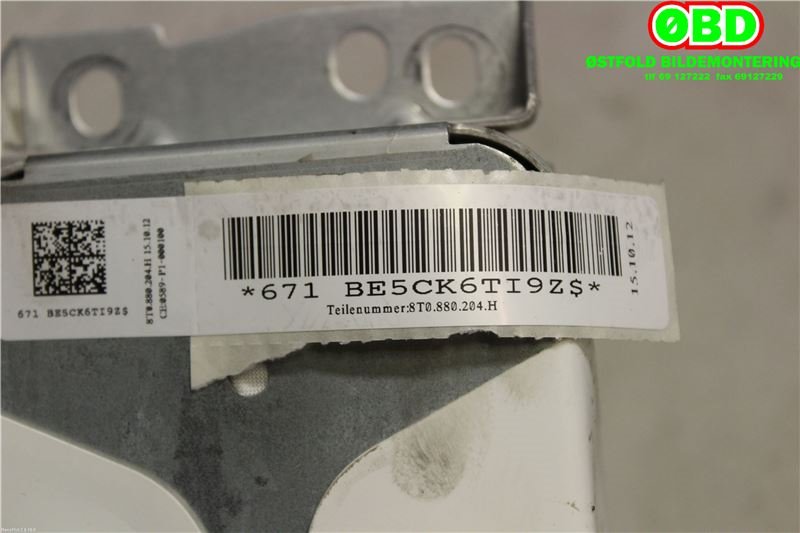 Airbag passasjer til Audi A4 2007-2014 (Type IV) (B8) (B8) (AUDI|8T0 880 204 H|8T0 880 204 J|)