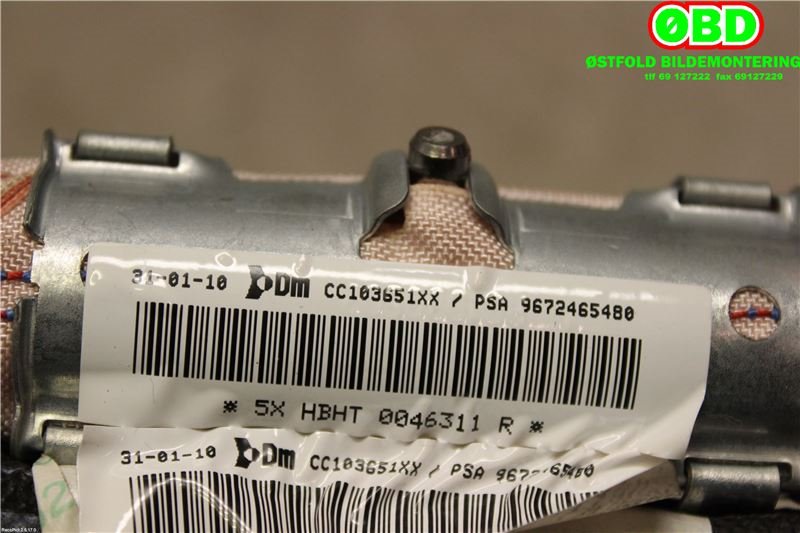 Airbag gardin høyre til Citroën C3 2010-2016 (Type II) (CITROEN|8216ZR|9672465480)
