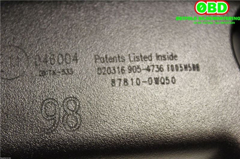 Speil innvendig til Toyota Prius 2016-2023 (Type IV) (combi) (combi) (TOYOTA PRIUS|878100WQ50|)