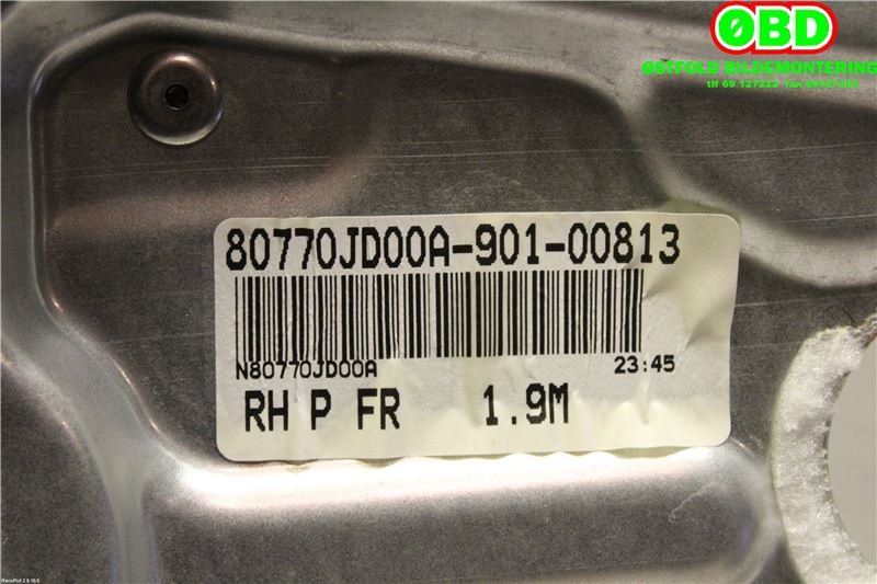 Ruteheis høyre foran til Nissan Qashqai 2010-2014 (Type I, Fase 2)  (NISSAN|80770JD00A|)