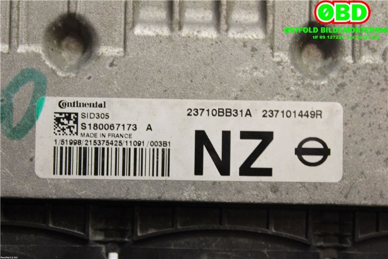 Styreenhet motor til Nissan Qashqai 2010-2014 (Type I, Fase 2)  (NISSAN|23710BB31A|)