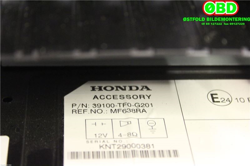 Bilstereo til Honda Jazz 2009-2015 (Type II) (HONDA|39100TF0G20ZA||39100TF0G201)