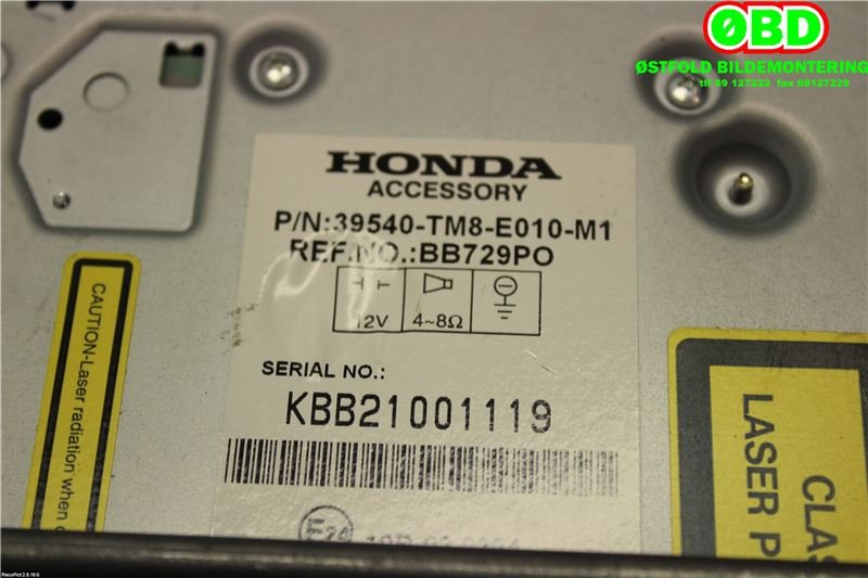 Bilstereo navigasjon til Honda Insight 2009-2013 (HONDA|39540TM8E01ZA||39540TM8E01)
