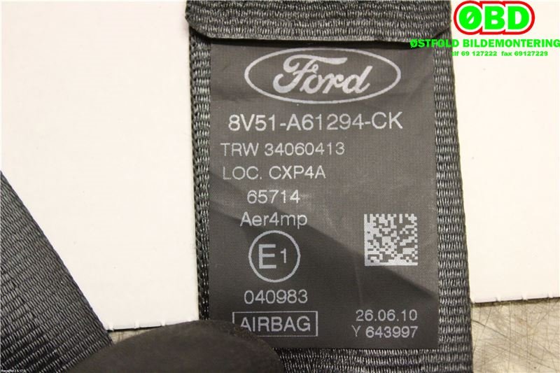 Airbag beltestrammer til Ford Fiesta 2008-2012 (Type VI, Fase 1) (FORD||8V51A61294CK)
