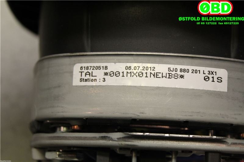 Airbag rattpute til Škoda Roomster 2010-2015 (Fase 2) (SKODA|5J0 880 201 L||5J0880201L)