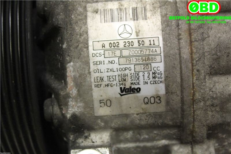 Aircondition kompressor til Mercedes C-Klasse 2007-2011 (Fase 1) (W204) (W204) (MERCEDES|A 002 230 50 11|A 000 830 25 00|0022305011)