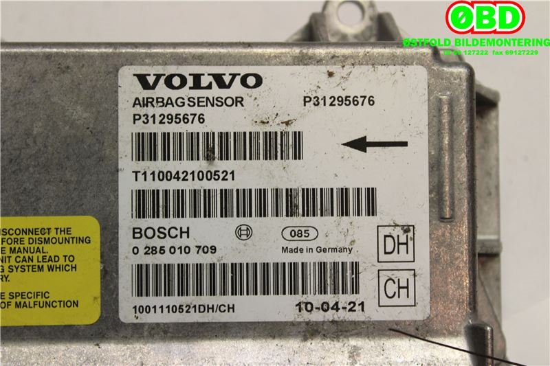 Airbag elektronikk til Volvo V70 2007-2013 (Type III, Fase 1)  (VOLVO|31295676|0285010709)