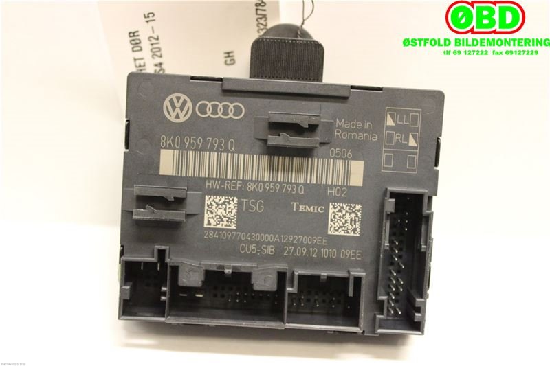 Styreenhet dør venstre foran til Audi A4 2007-2014 (Type IV) (B8) (B8) (AUDI|8K0 959 793 R||8K0959793Q)