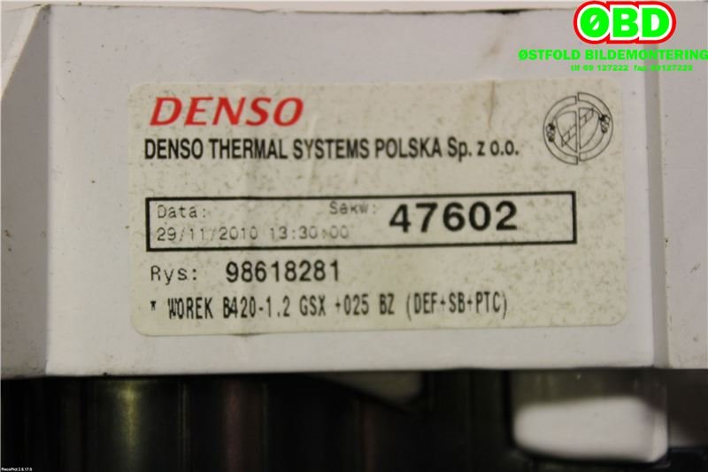 Varmeapparat betjening til Ford Ka 2008-2015 (Type II)  (FORD||98618281)