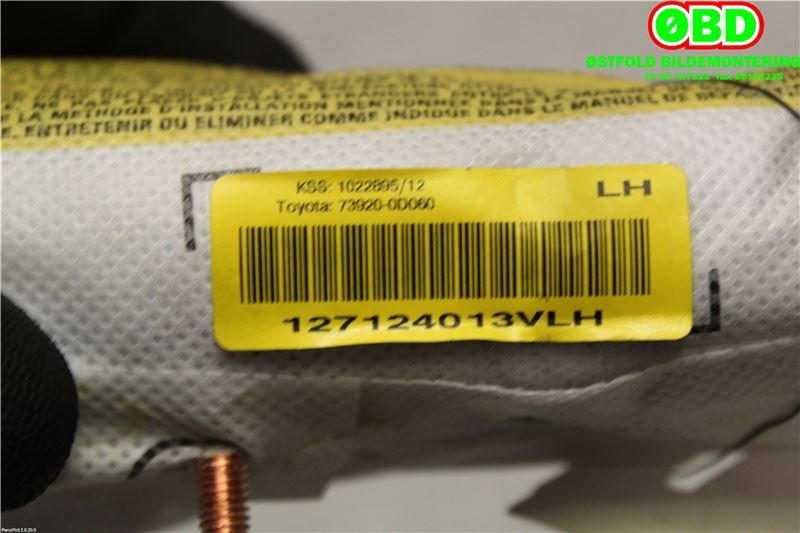 Airbag sidepute venstre til Toyota Yaris 2012-2014 (Type III, Fase 1) (TOYOTA|739200D061||739200D060)