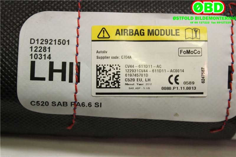 Airbag sidepute venstre til Ford Kuga 2013-2019  (FORD|2167696||CV44611D11AC)