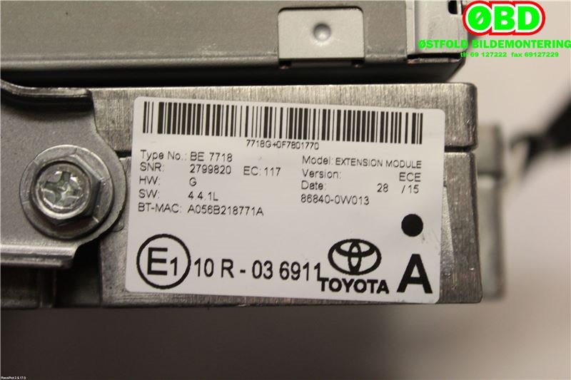 Bilstereo navigasjon til Toyota Avensis 2015-2019 (Type III, Fase 2) (TOYOTA|8614005250|)