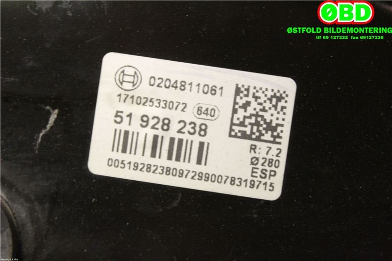 Bremsekraft-forsterker til Peugeot Boxer 2014-->> (Type III, Fase 2)  (PEUGEOT||0204811061|51928238)