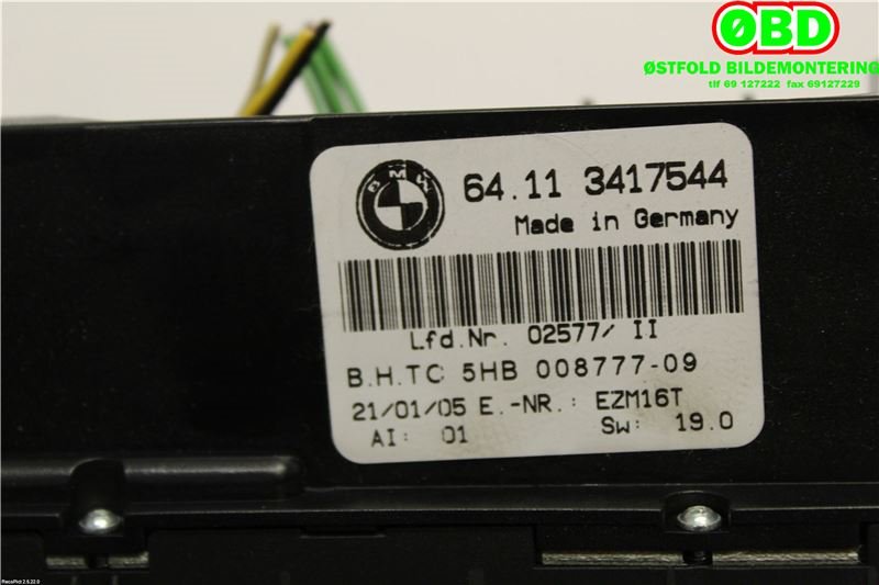Varmeapparat betjening til BMW X3 2003-2006 (Fase 1) (E83) (E83) (BMW|64113443981|64113417544)