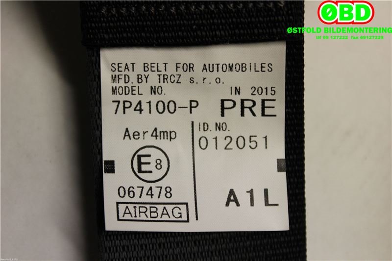 Airbag beltestrammer til Toyota Avensis 2015-2019 (Type III, Fase 2)  (TOYOTA|7322005100C2|)