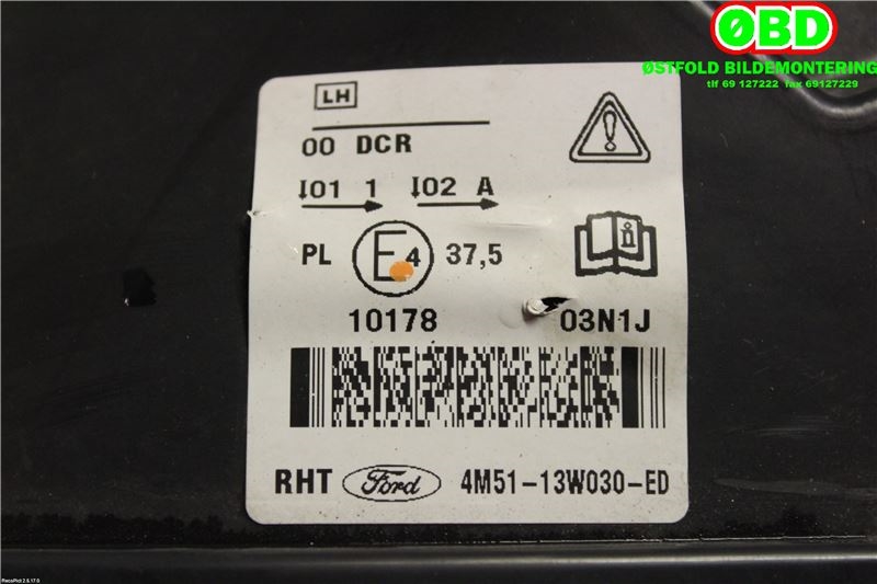 Frontlykt venstre xenon til Ford Focus 2004-2007 (Type II, Fase 1)  (FORD|1480992||4M5113W030ED)