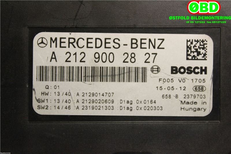 Sikringsboks til Mercedes E-Klasse 2013-2016 (Fase 2) (W212) (W212) (MERCEDES|A 212 900 29 27||2129002827)