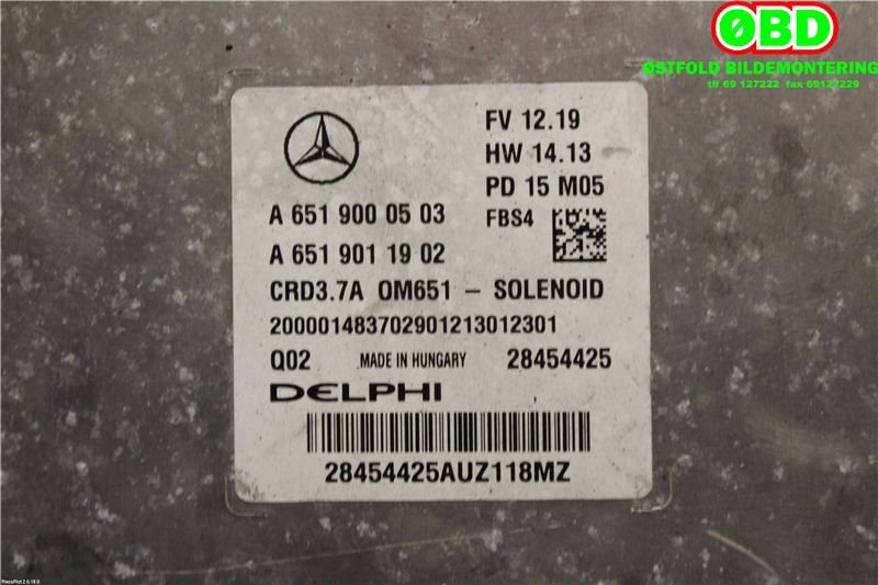Styreenhet motor til Mercedes E-Klasse 2013-2016 (Fase 2) (W212) (W212) (MERCEDES|A 651 900 05 03||6519000503)