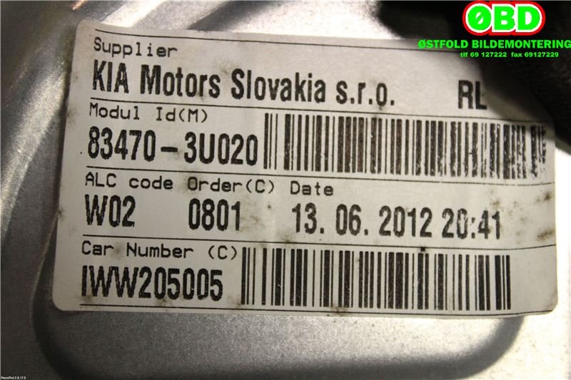 Ruteheis til Kia Sportage 2010-2016 (Type III)  (KIA|834713U000|)