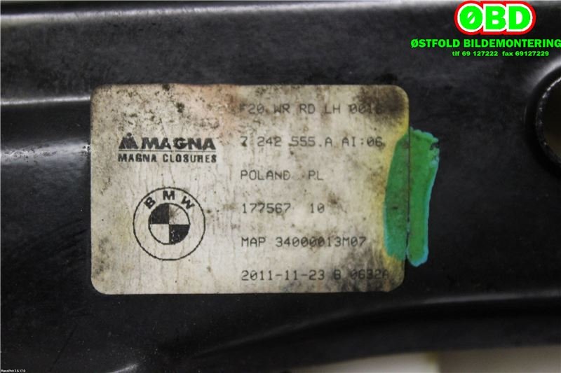 Ruteheis venstre bak til BMW 1-Serie 2011-2015 (Fase 1) (F20/F21) (F20/F21) (BMW|51 35 7 281 883|67 62 7 341 563|)