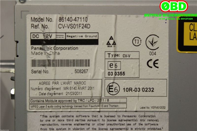Bilstereo navigasjon til Toyota Prius 2009-2016 (Type III) (COMBI) (COMBI) (TOYOTA|8614047110|)