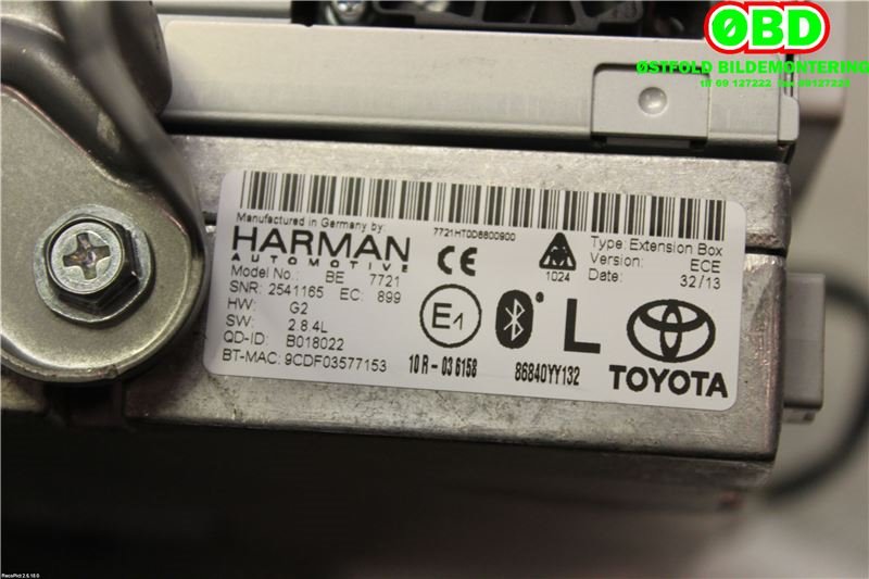 Bilstereo navigasjon til Toyota Prius 2009-2016 (Type III) (COMBI) (COMBI) (TOYOTA|8614047110|)