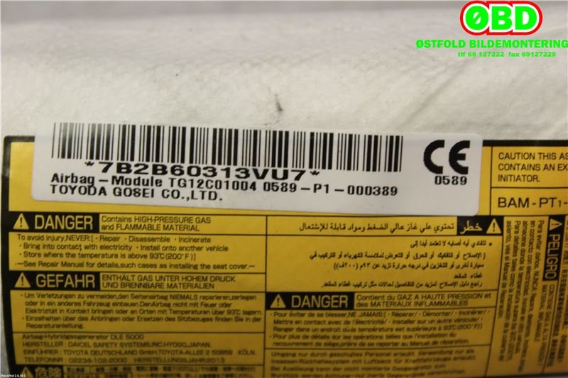 Airbag sidepute venstre til Toyota Prius 2009-2016 (Type III) (COMBI) (COMBI) (TOYOTA|7392047050|)