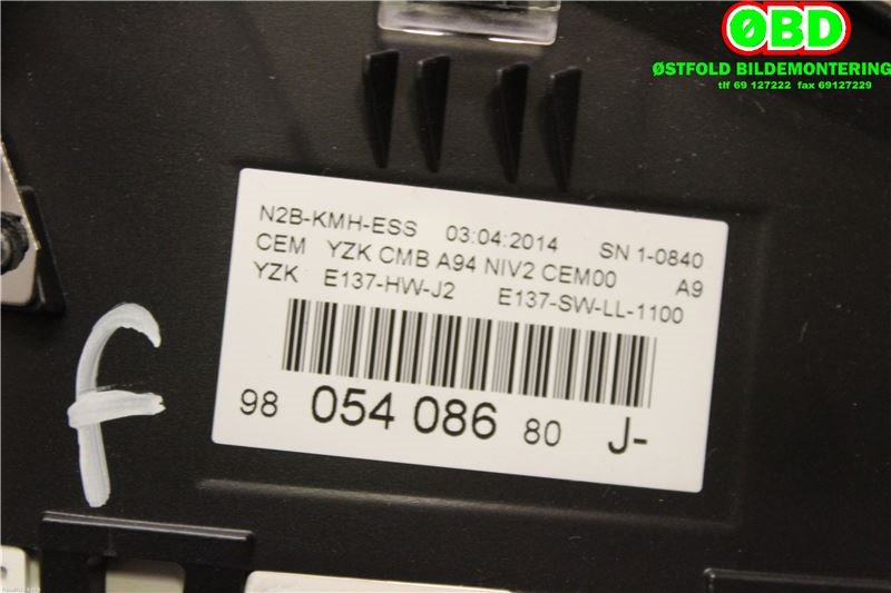 Instrumentpanel til Peugeot 2008 2013-2019 (Type I) (PEUGEOT|9805408680|)