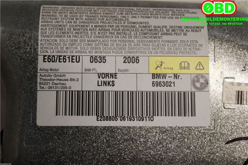 Airbag diverse til BMW 5-Serie 2003-2010 (E60/E61) (E60/E61) (BMW|)
