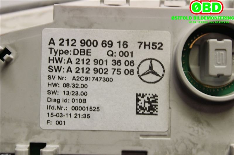 Taklyspanel til Mercedes E-Klasse 2013-2016 (Fase 2) (W212) (W212) (MERCEDES|A 212 900 69 16||2129006916)