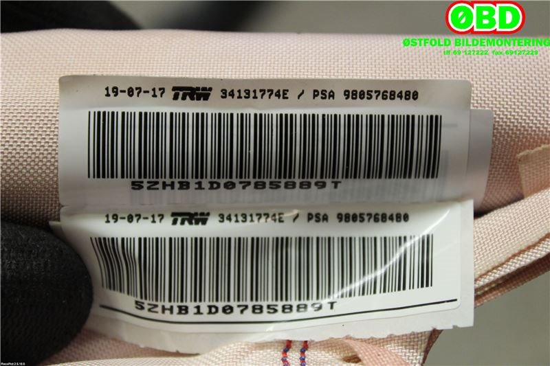 Airbag gardin venstre til Peugeot 308 2013-2021 (Type II)  (Peugeot|9805768480|)