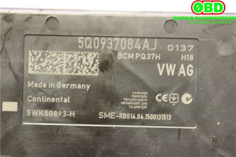Styreenhet comfort (BCM) til VW e-Golf 2014-2017 (Fase 1)  (VOLKSWAGEN|5Q0 937 084 AJ||5Q0937084AJ)