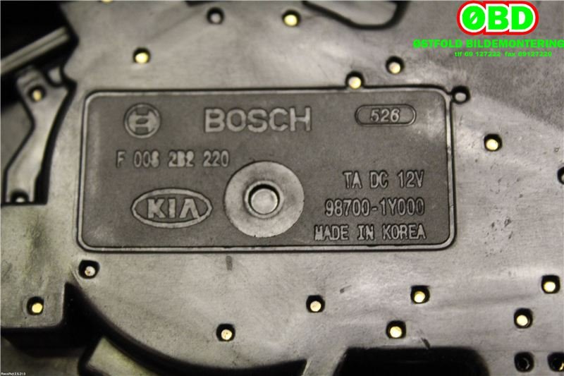 Viskermotor bakrute til Kia Picanto 2011-2017 (Type II)  (KIA|987001Y000|)