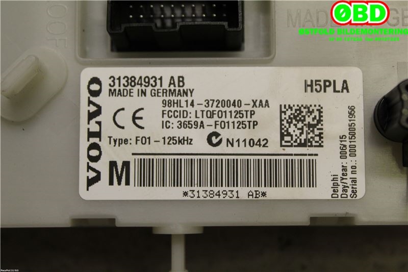Sikringsboks til Volvo V60/V60 CC 2013-2018 (Type I, Fase 2)  (VOLVO||31384931AB)