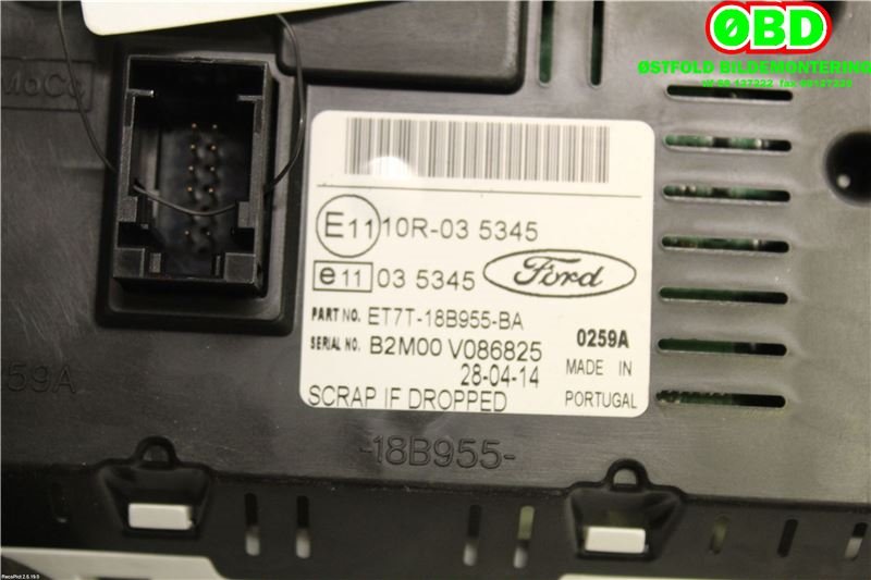 Multimedia display (MCU - Media Controller Unit) til Ford Transit Courier 2014-2018 (Type I, Fase 1) (FORD|2017880||ET7T18B955BA)