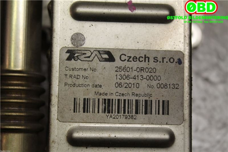 EGR-kjøler til Toyota Avensis 2009-2015 (Type III, Fase 1) (TOYOTA|256010R020|)