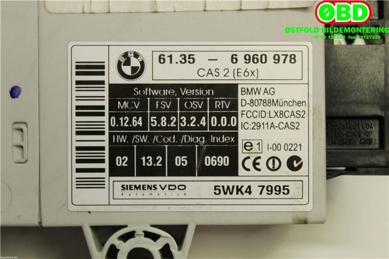 Styreenhet diverse til BMW 5-Serie 2003-2010 (E60/E61) (E60/E61) (BMW|61 35 6 965 050|5WK47995|61356960978)