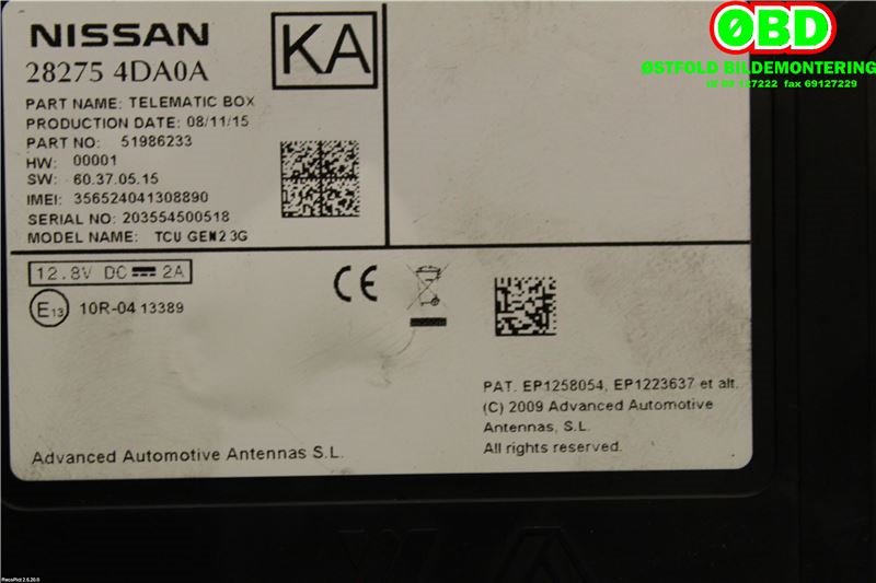 Styreenhet diverse til Nissan Leaf 2011-2017 (Type I)  (NISSAN|282754DA5A||282754DA0A)