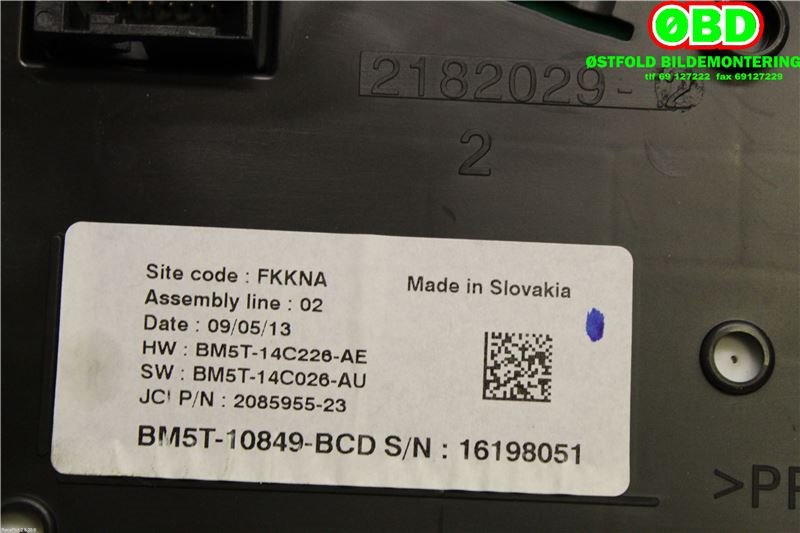 Instrumentpanel til Ford Focus 2011-2014 (Type III, Fase 1)  (FORD|5580301||BM5T10849BCD)