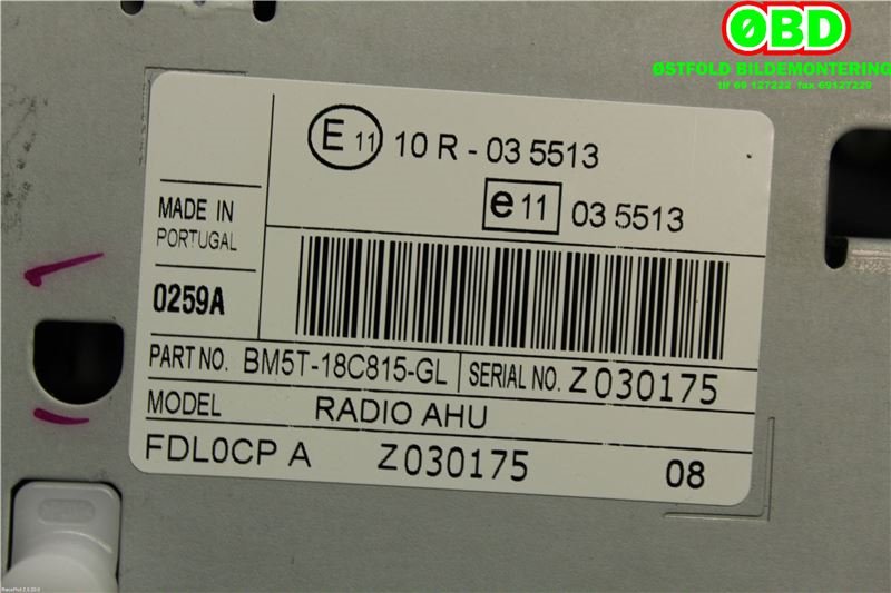 Bilstereo til Ford Focus 2011-2014 (Type III, Fase 1)  (FORD|2277319||BM5T18C815GL)