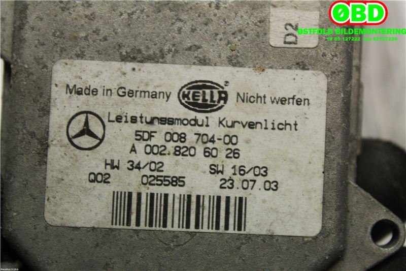 Styreenhet xenon/ballast til Mercedes E-Klasse 2002-2006 (Fase 1) (W211) (W211) (MERCEDES|A 002 820 60 26|5DF00870400|0028206026)