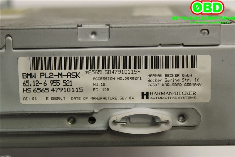 Bilstereo navigasjon til BMW 1-Serie 2004-2011 (E81/E82/E87/E88) (E81/E82/E87/E88) (BMW|65 12 6 955 521||65126955521)
